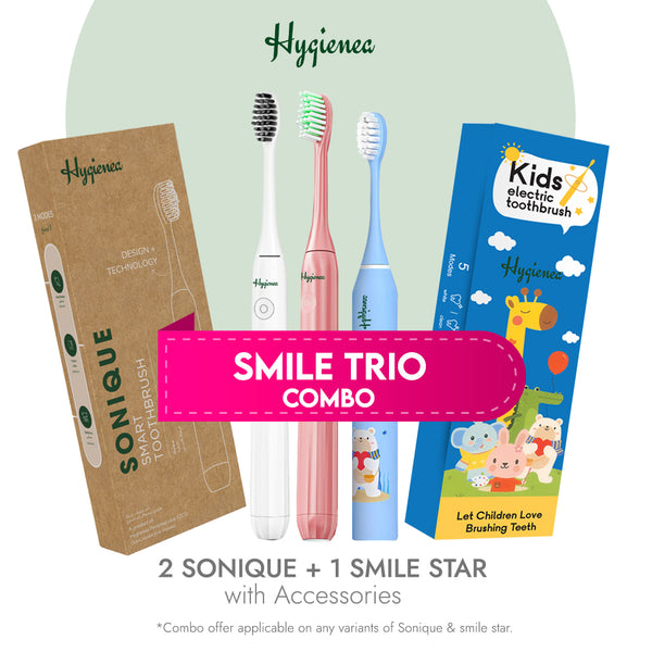 Smile Trio - 2 Sonique Adult Electric Toothbrush + 1 Smile Star Kids Electric Toothbrush