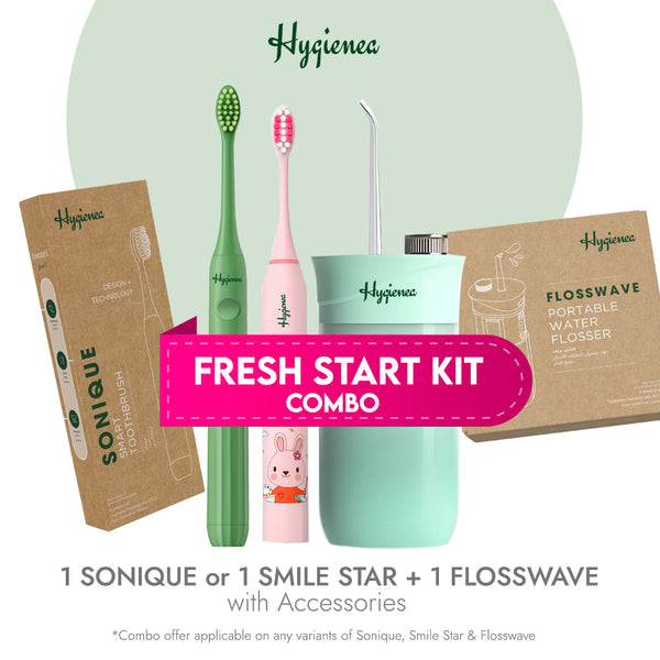 Fresh Start Kit - 1 Sonique Adult Electric Toothbrush or 1 Smile Star Kids Electric Toothbrush + 1 FlossWave Water Flosser