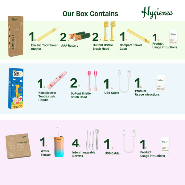 Fresh Start Kit - 1 Sonique Adult Electric Toothbrush or 1 Smile Star Kids Electric Toothbrush + 1 FlossWave Water Flosser
