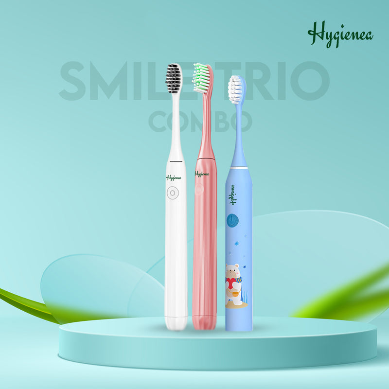Smile Trio - 2 Sonique Adult Electric Toothbrush + 1 Smile Star Kids Electric Toothbrush